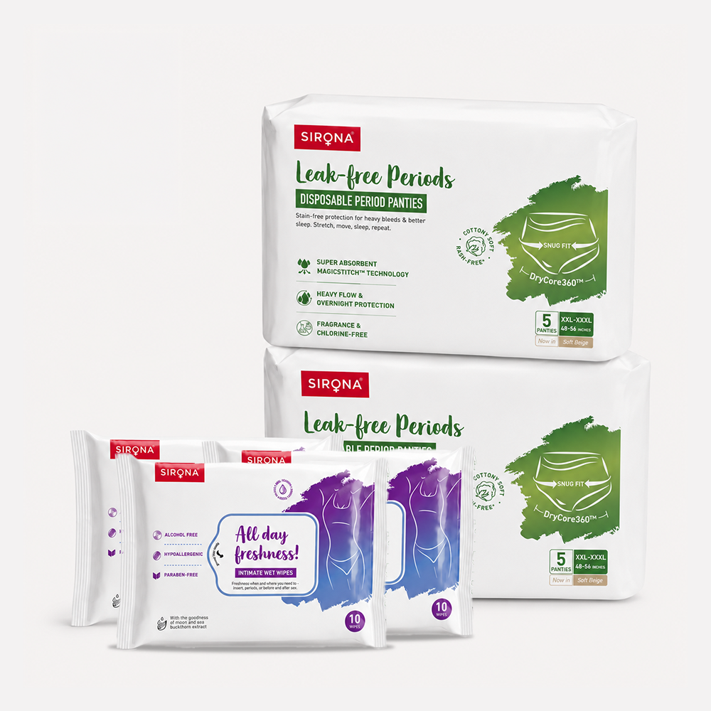 Disposable Period Panties &amp; Intimate Wipes Combo
