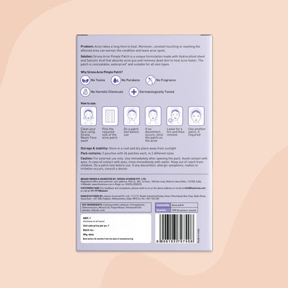 Sirona Acne Pimple Patch For Face (72 patches) | 2 sizes | Invisible, Concealable, Waterproof Patches | Hydrocolloid &amp; Salycylic Acid | Absorbs Acne Pus | Flattens Pimple | For All Skin Types