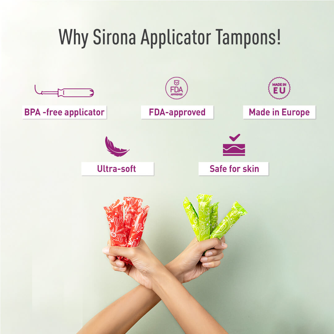 Sirona Applicator Tampons for Normal Flow | BPA-free Tampon Applicator, Ultra Soft, FDA Approved, Dermatologically tested - (16 Pcs)