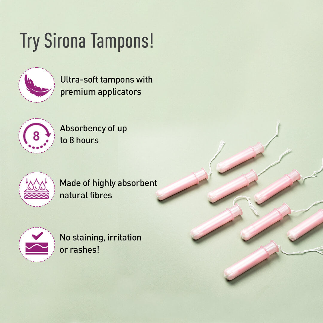 Sirona Applicator Tampons for Normal Flow | BPA-free Tampon Applicator, Ultra Soft, FDA Approved, Dermatologically tested - (16 Pcs)