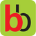Logo with red and black 'bb' letters on a green square background