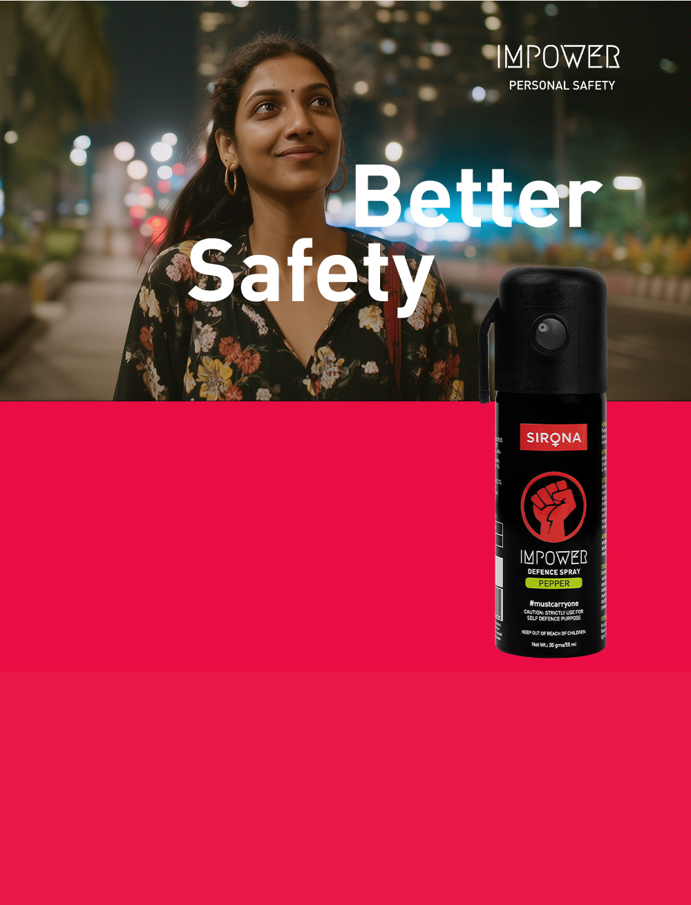 Woman with a product labeled 'Better Safety' 