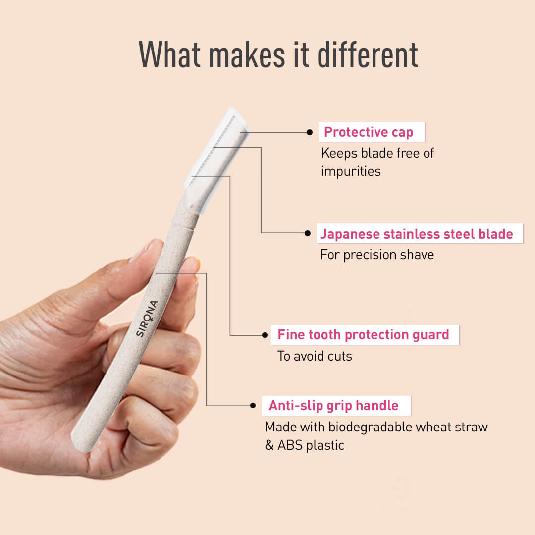 Sirona Blink and Glow Facial Razor | Painfree Facial Hair Removal for Women, Razor for Eyebrow, Upper Lip, Forehead, Chin and Sideburns, Reusable (Pack of 3)