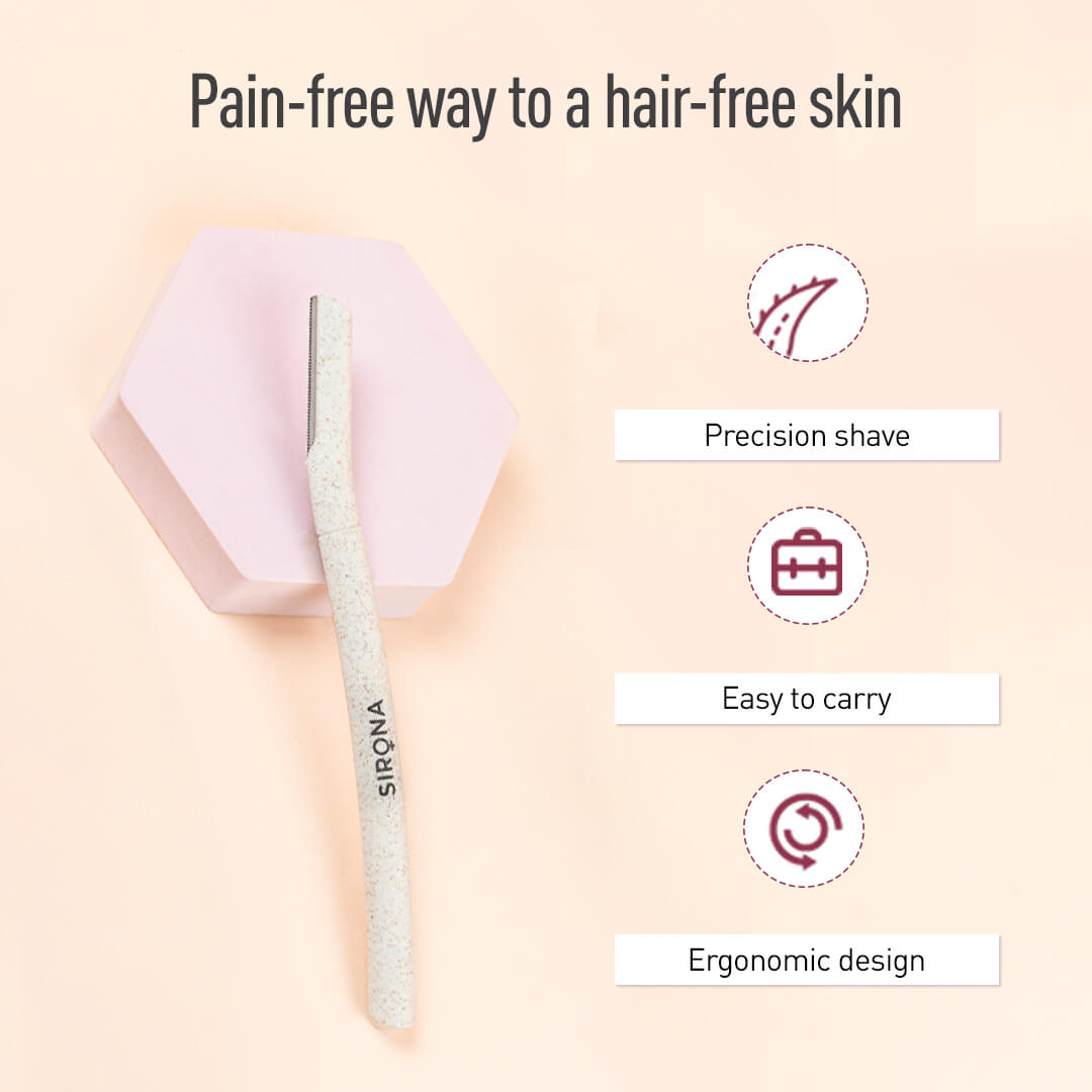 Sirona Blink and Glow Facial Razor | Painfree Facial Hair Removal for Women, Razor for Eyebrow, Upper Lip, Forehead, Chin and Sideburns, Reusable (Pack of 3)