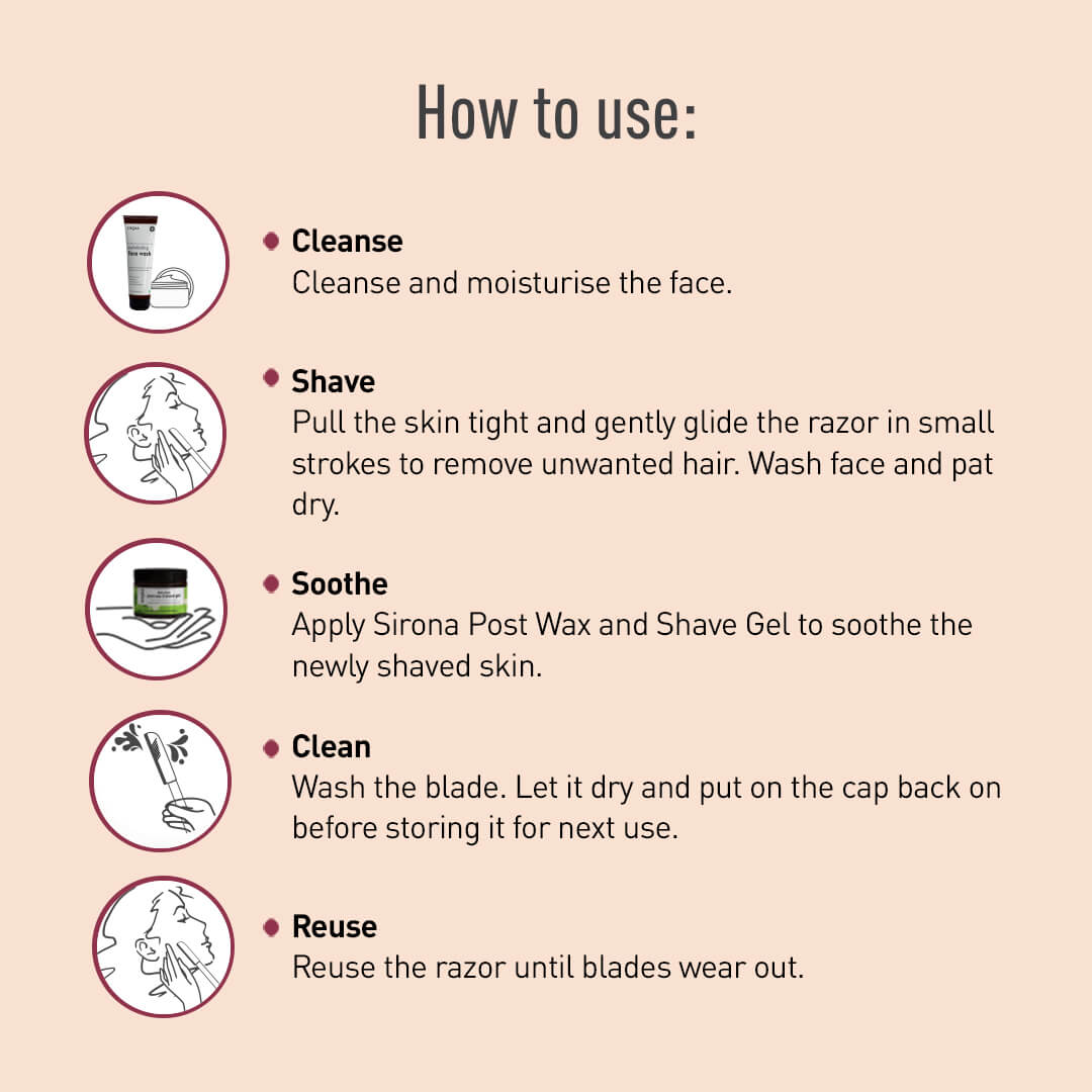 Sirona Blink and Glow Facial Razor | Painfree Facial Hair Removal for Women, Razor for Eyebrow, Upper Lip, Forehead, Chin and Sideburns, Reusable (Pack of 3)