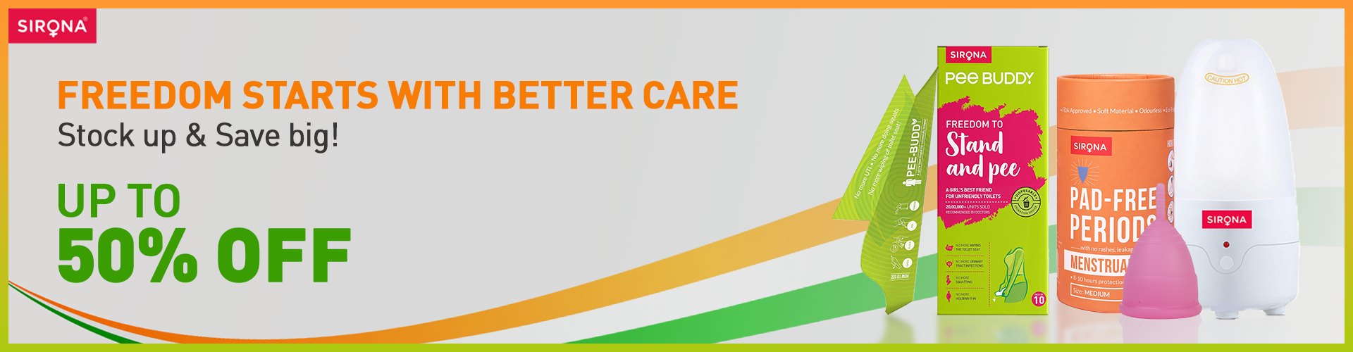 Promotional banner for better care products with text and product images