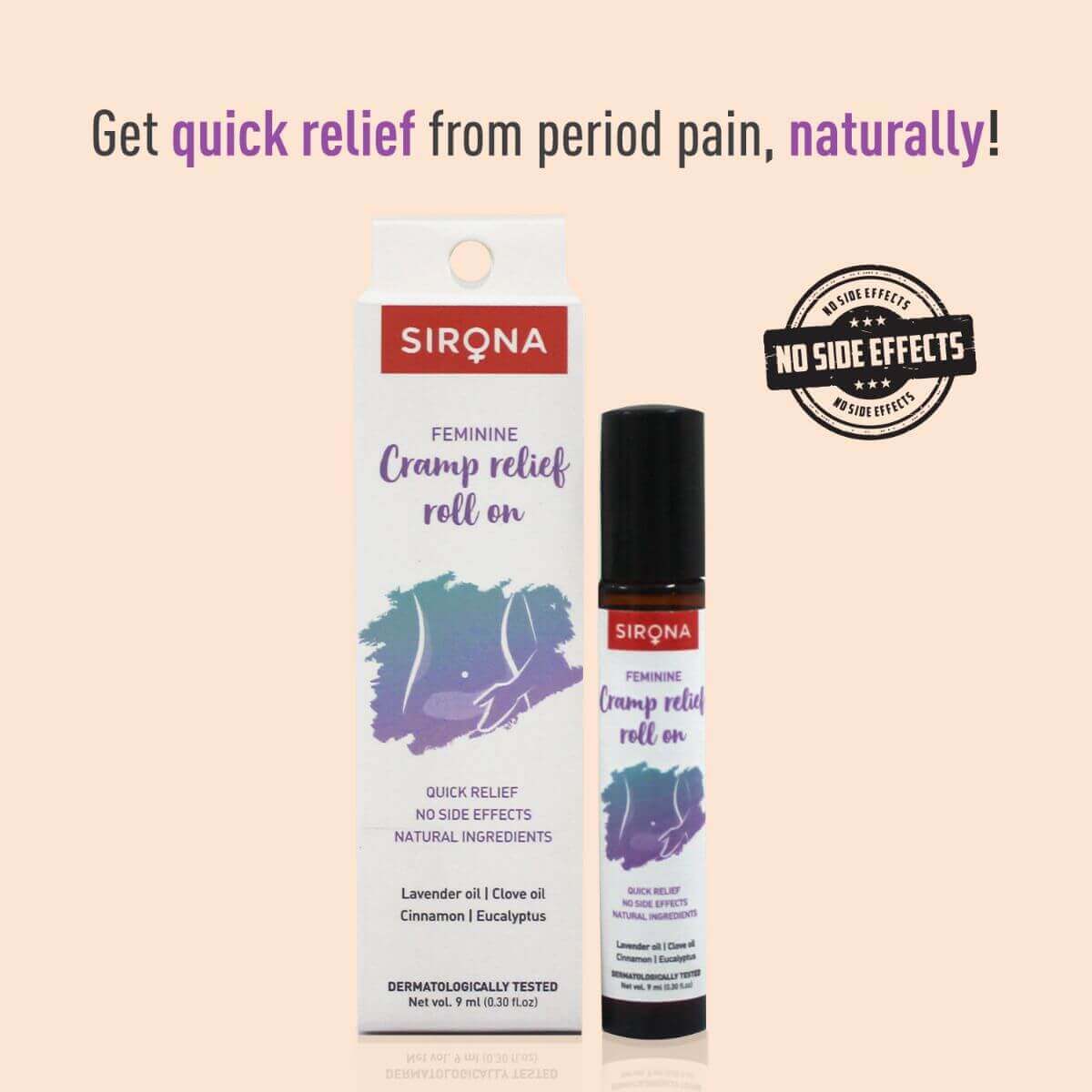 Sirona Reusable Menstrual Cup with Menstrual Cramp Relief Oil (9 ml)