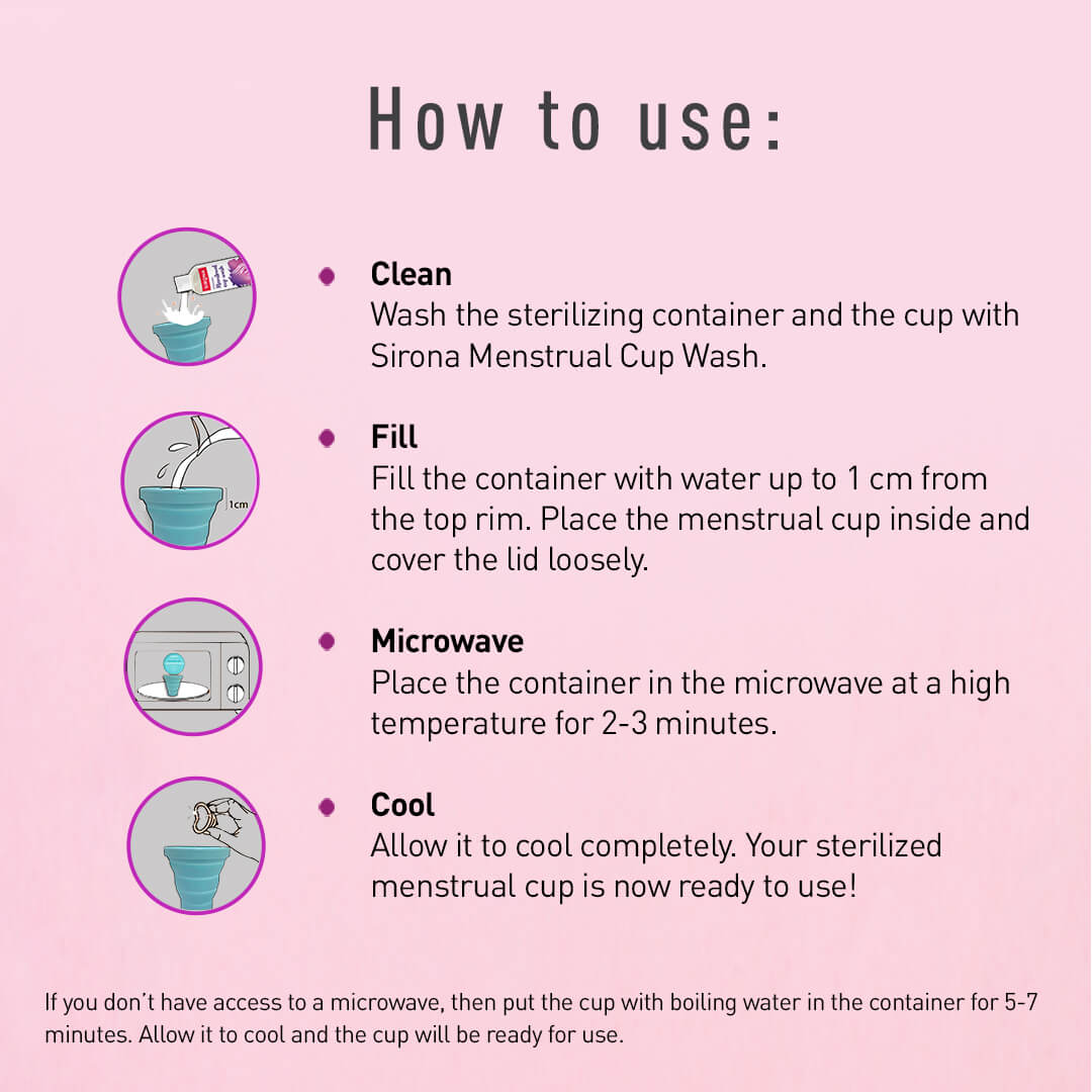 Menstrual Cup &amp; Sterilizer Kit - FREE Mini Intimate Wash