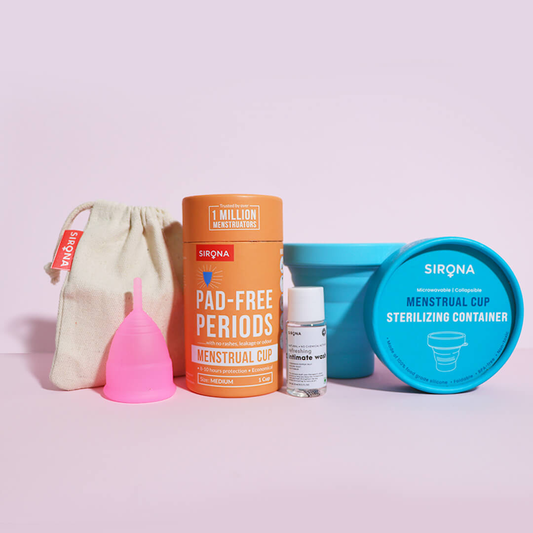 Menstrual Cup &amp; Sterilizer Kit - FREE Mini Intimate Wash
