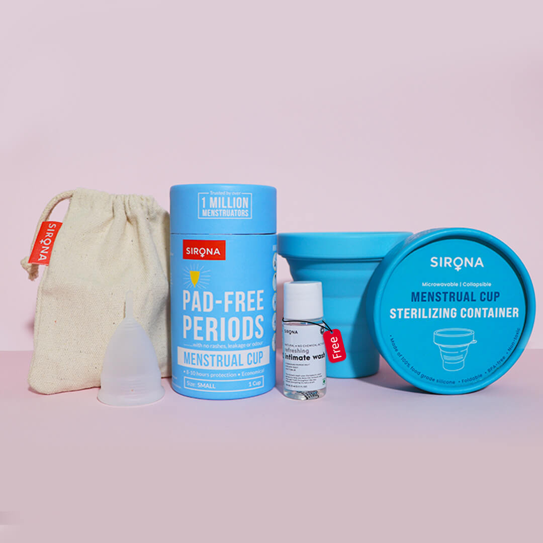 Menstrual Cup &amp; Sterilizer Kit - FREE Mini Intimate Wash