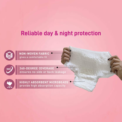 Disposable Period Panties for Women | Comfortable Fit, Super Absorbent, 360-Degree Protection, Leakproof, 12 Hour Protection - Pack of 5