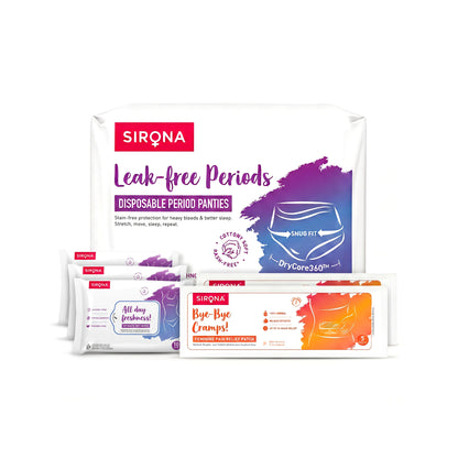Disposable Period Panties | Pain Relief Patches | Intimate Wet Wipes Combo