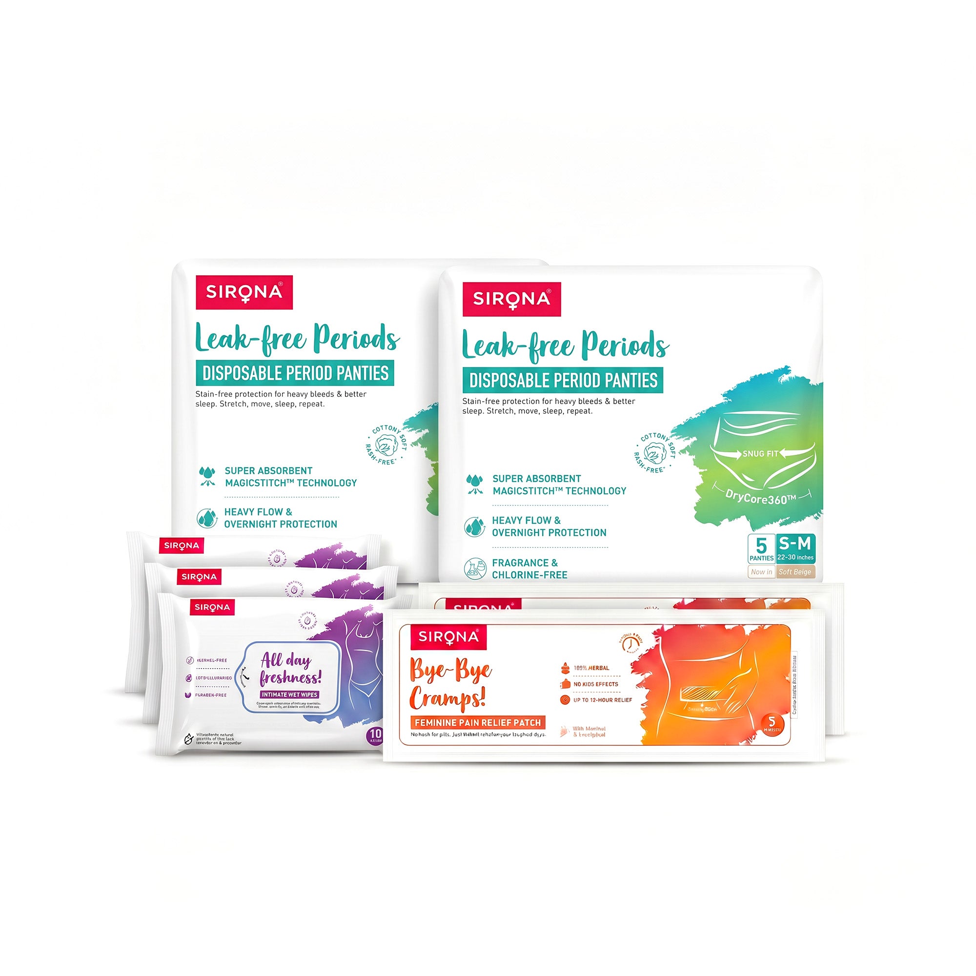 Disposable Period Panties | Pain Relief Patches | Intimate Wet Wipes Combo