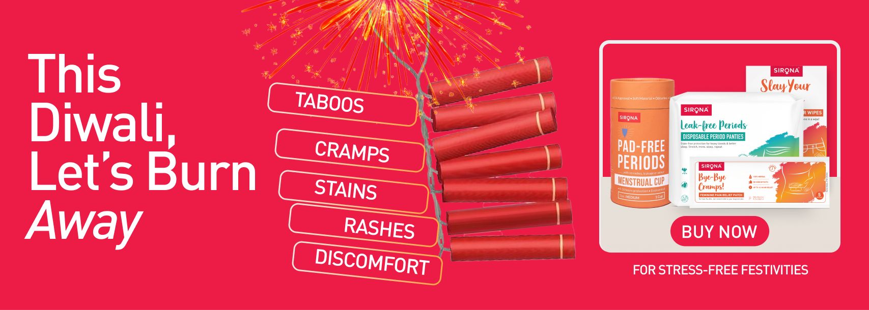 Product banner with fireworks