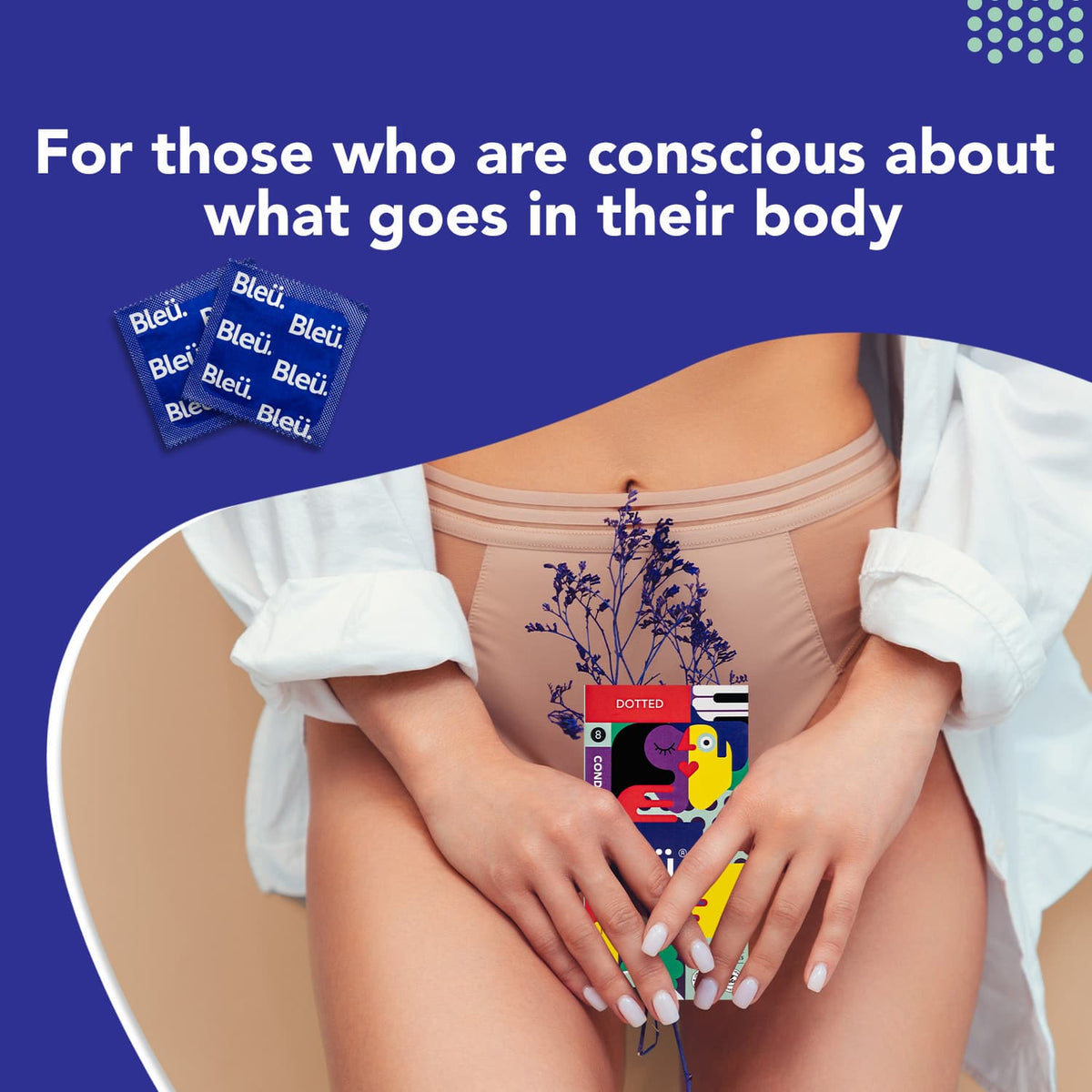 Bleu Dotted Vegan Condoms (1 Pack of 8)