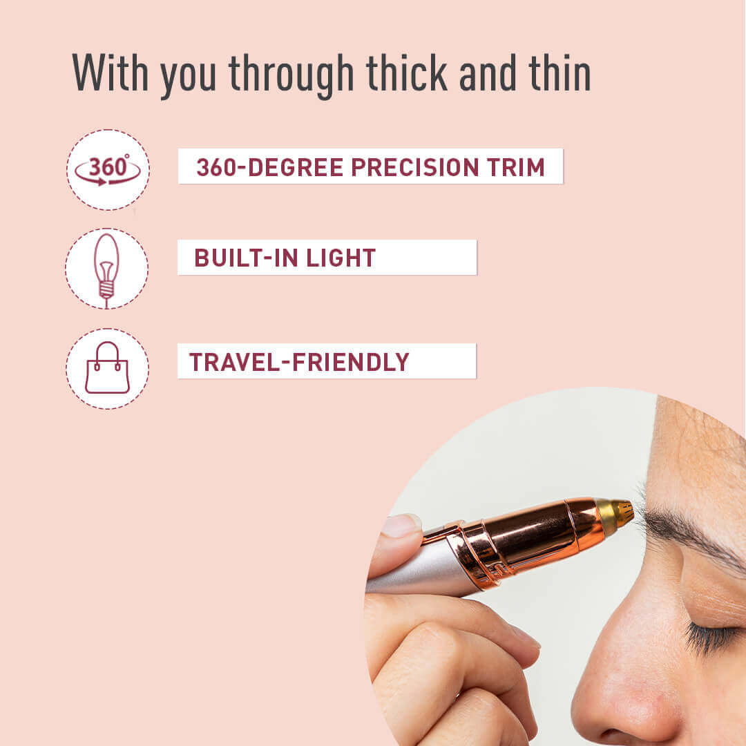 Sirona Electric Eyebrow Trimmer for Women | Painless Eyebrow Trimmer, 360° Precision Trim, Battery Operated, Travel friendly, Brow Trimmer