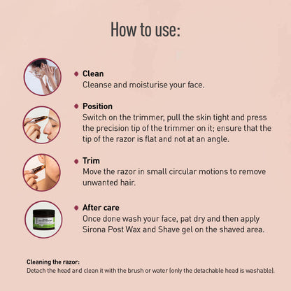 Sirona Electric Eyebrow Trimmer for Women | Painless Eyebrow Trimmer, 360° Precision Trim, Battery Operated, Travel friendly, Brow Trimmer