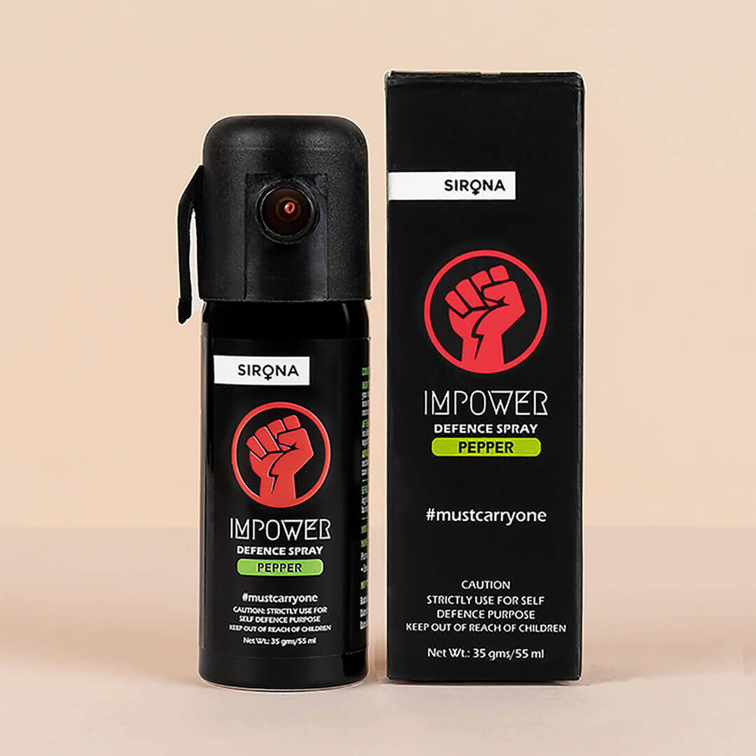 Sirona IMPOWER Self Defence Pepper Spray for Woman | 12 Feet Range, Effect for 45 Mins, Non-Toxic, Pocket Size, One Hand Use, Easy-to-Carry - (55ml)