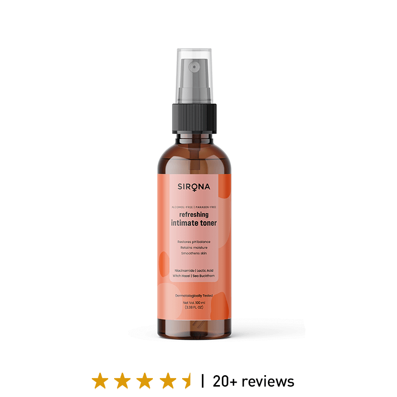 Sirona Refreshing Intimate Toner | Retains Moisture, Smoothens Skin, Restores pH Balance | Alcohol Free Formulation, Parabens Free - 100ml
