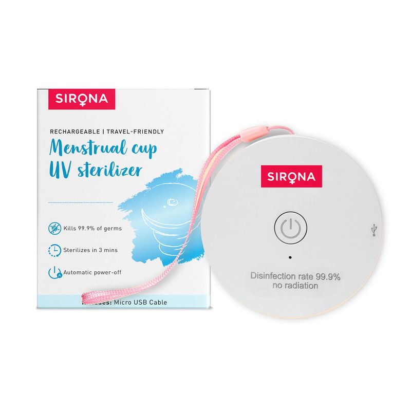 Sirona Menstrual Cup UV Sterilizer | Kills 99% germs in 3 Minutes, Rechargeable, Travel-Friendly, Automatic Power Cut, Portable, Hygienic - Pack of 1 Unit