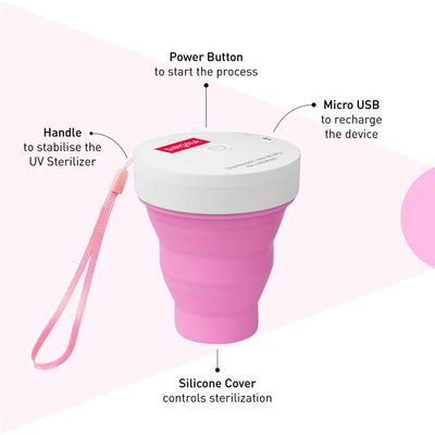 Sirona Menstrual Cup UV Sterilizer | Kills 99% germs in 3 Minutes, Rechargeable, Travel-Friendly, Automatic Power Cut, Portable, Hygienic - Pack of 1 Unit