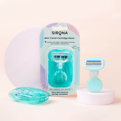 Sirona Mini Travel Cartridge Razor For Women With Free Case| Hair Removal Razor, Replacable Cartridge, Potable &amp; Travel friendly cartridge razor (Pack of 1)