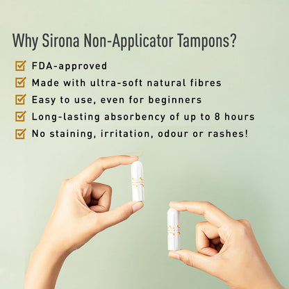 Sirona FDA Approved Natural Biodegradable Tampons - For Heavy Flow | Made in Europe | Safe to use | Highly Absorbent | Ultra Soft
