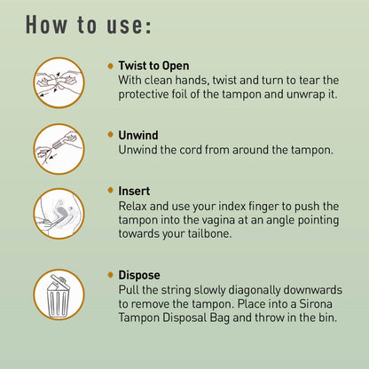 Sirona FDA Approved Natural Biodegradable Tampons - For Heavy Flow | Made in Europe | Safe to use | Highly Absorbent | Ultra Soft