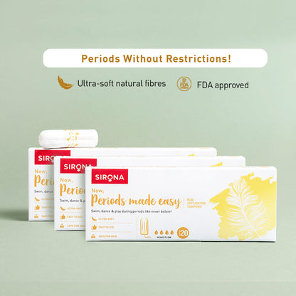 Sirona FDA Approved Natural Biodegradable Tampons - For Heavy Flow | Made in Europe | Safe to use | Highly Absorbent | Ultra Soft