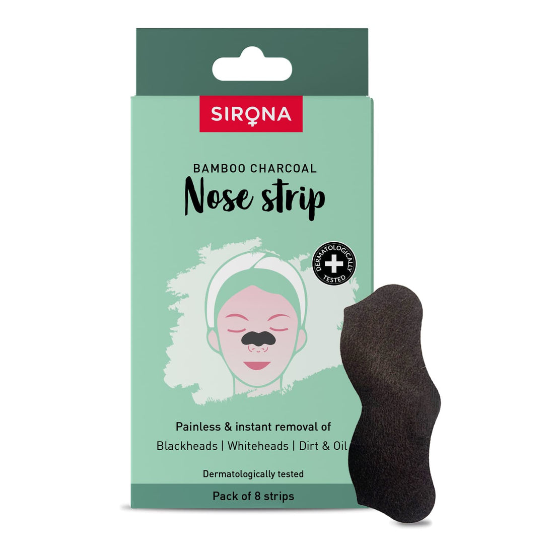 Bamboo Charcoal Nose Strips | Blackhead &amp; Whitehead Removal Strips | Pore Strips For Cleansing Dirt &amp; Oil Removal | Painless - Pack Of 8 Strips
