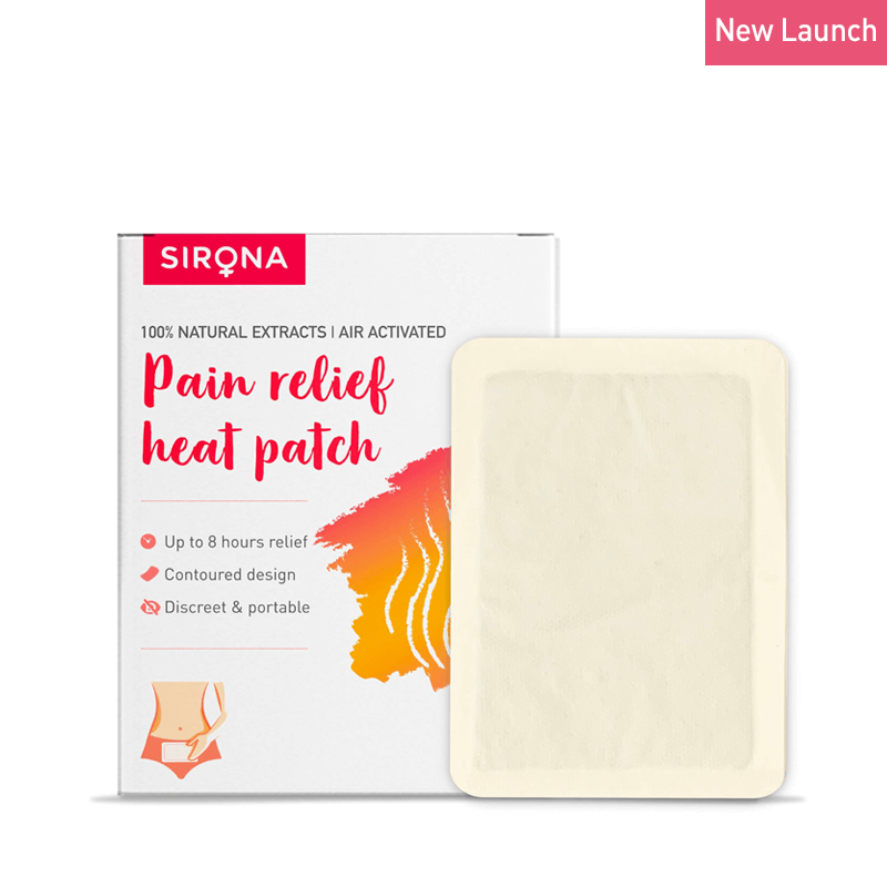 Sirona Pain Relief Heat Patches | Instant Relief for Period, Shoulder, Neck, Knee &amp; Back Pain | 100% Natural Ingredients &amp; Portable, 8 Hours Pain Relief - (Pack of 3)