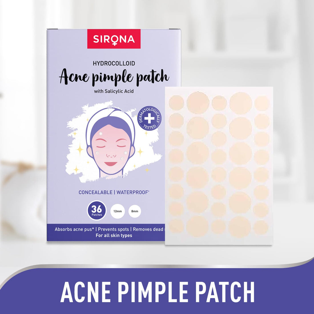 Anti Acne Pimple Patch For Face | Salicylic &amp; Hydrocolloid Patches | Invisible, Concealable, Waterproof | All Skin Types | 36 patches | 2 sizes