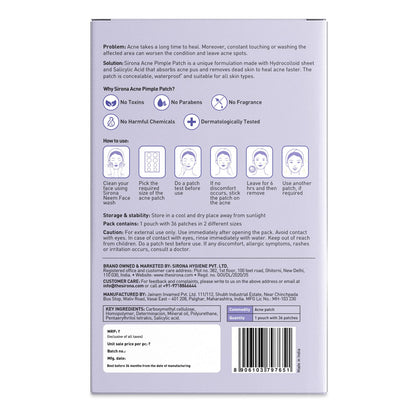 Anti Acne Pimple Patch For Face | Salicylic &amp; Hydrocolloid Patches | Invisible, Concealable, Waterproof | All Skin Types | 36 patches | 2 sizes