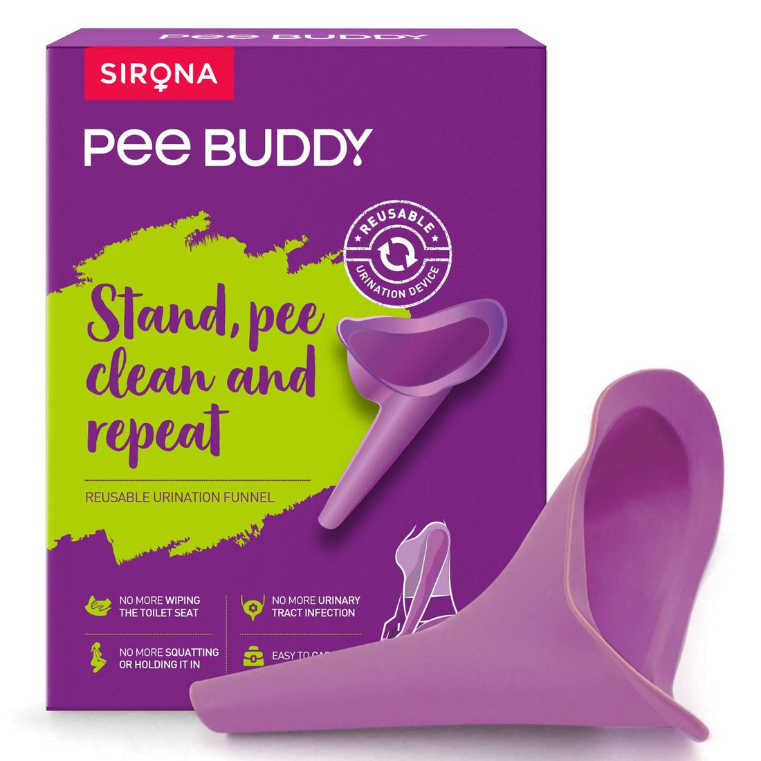 PeeBuddy Female Reusable Female Urination Device - Stand and Pee Urine Funnel For Women, Portable, Leakage proof, Ideal for Public Toilets, Travel, Camping - 1 Unit