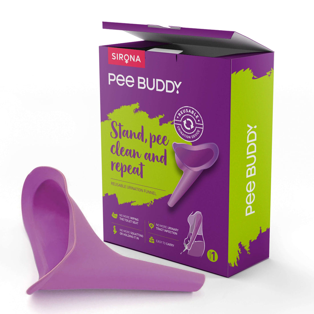 PeeBuddy Female Reusable Female Urination Device - Stand and Pee Urine Funnel For Women, Portable, Leakage proof, Ideal for Public Toilets, Travel, Camping - 1 Unit