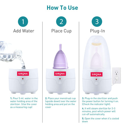 Period Cup Care Kit - Cup With Menstrual Cup Sterilizer (Kills 99% Germs in 3-Minutes)