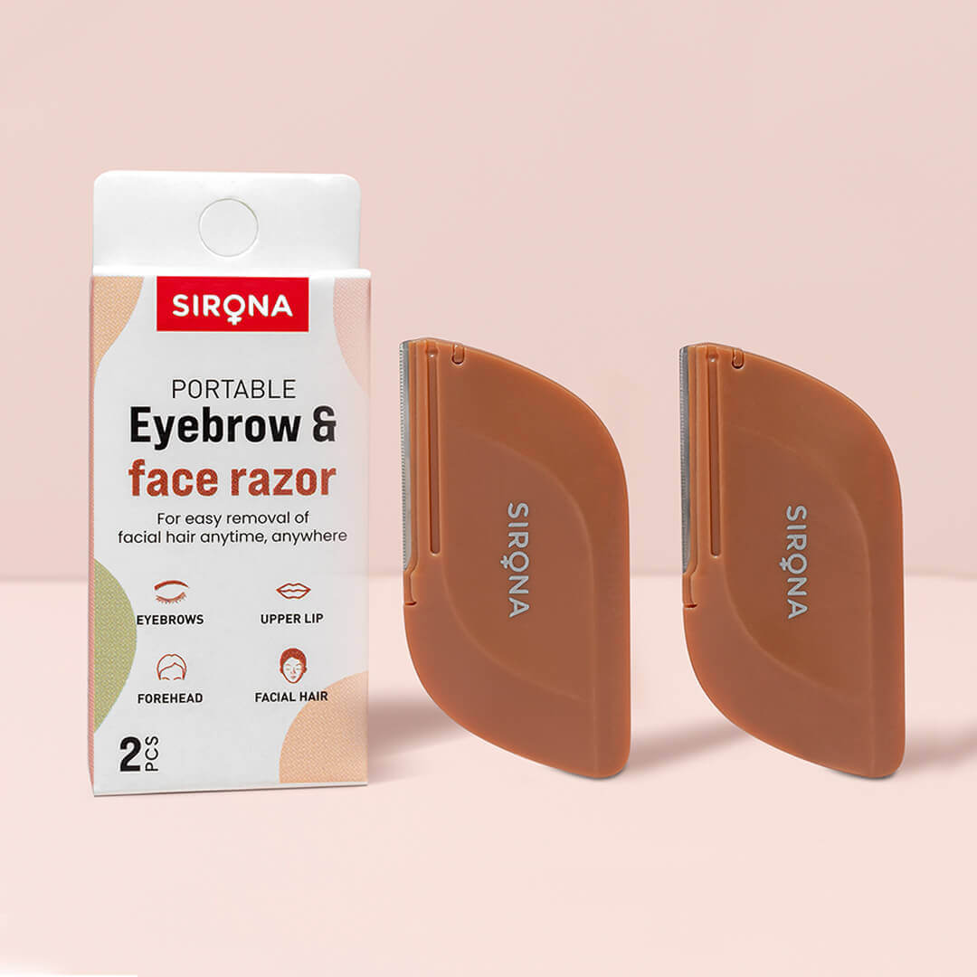 Sirona Portable Eyebrow &amp; Face Razor for Women | Facial Hair Removal for Women, Razor for Eyebrows, Upper Lip, Forehead, Compact design - (Pack of 2)