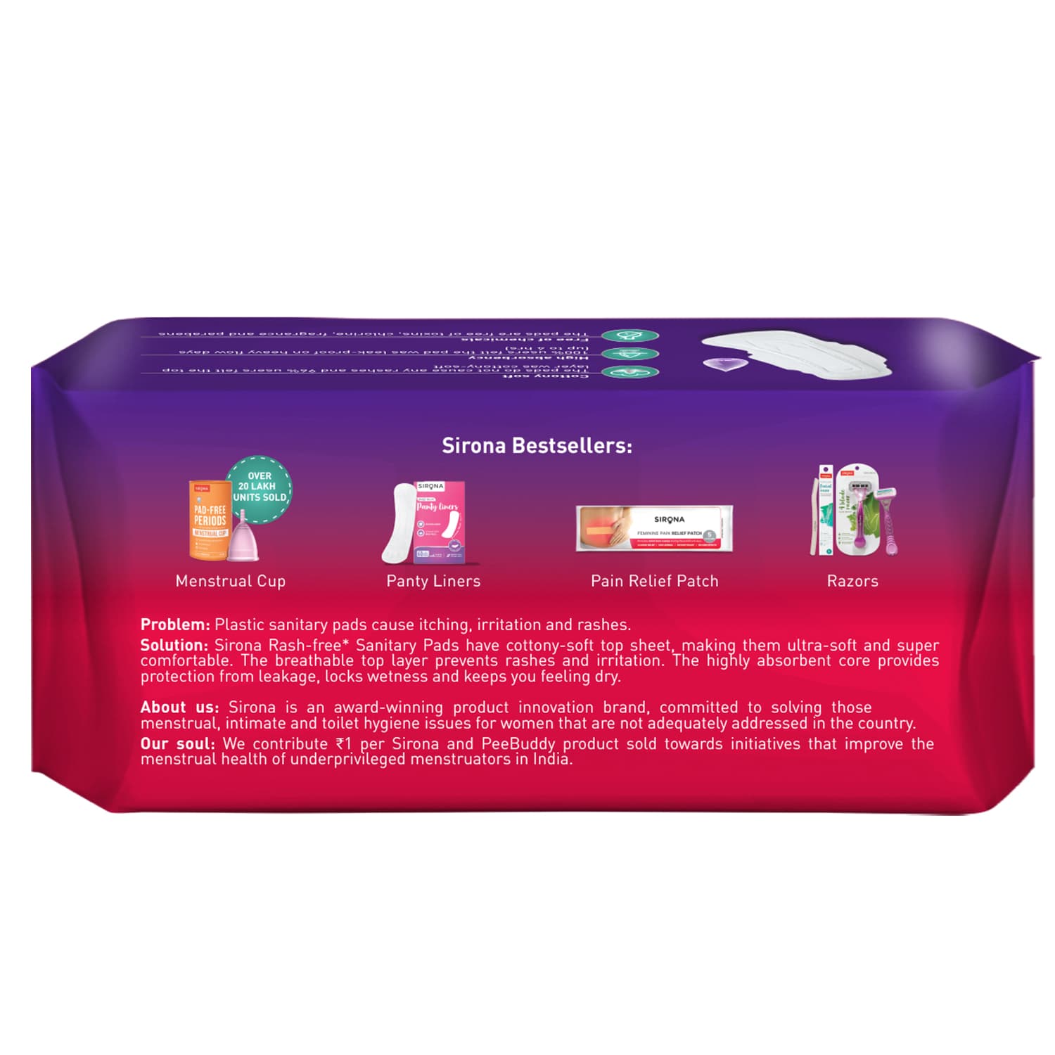 100% Rash Free Sanitary Pads for Women (XL+), 30 Disposable Pads For Heavy Flow, Cottony Soft Top Sheet, Ultra Soft &amp; LeakProof, Toxin Free Napkins