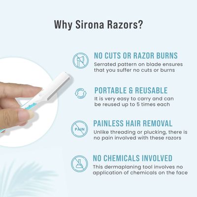 Sirona Reusable Eyebrow &amp; Face Razor for Women | Painless Facial Hair Removal for Women, Razor for Eyebrow, Upper Lip, Forehead &amp; Chin - (Pack of 2)