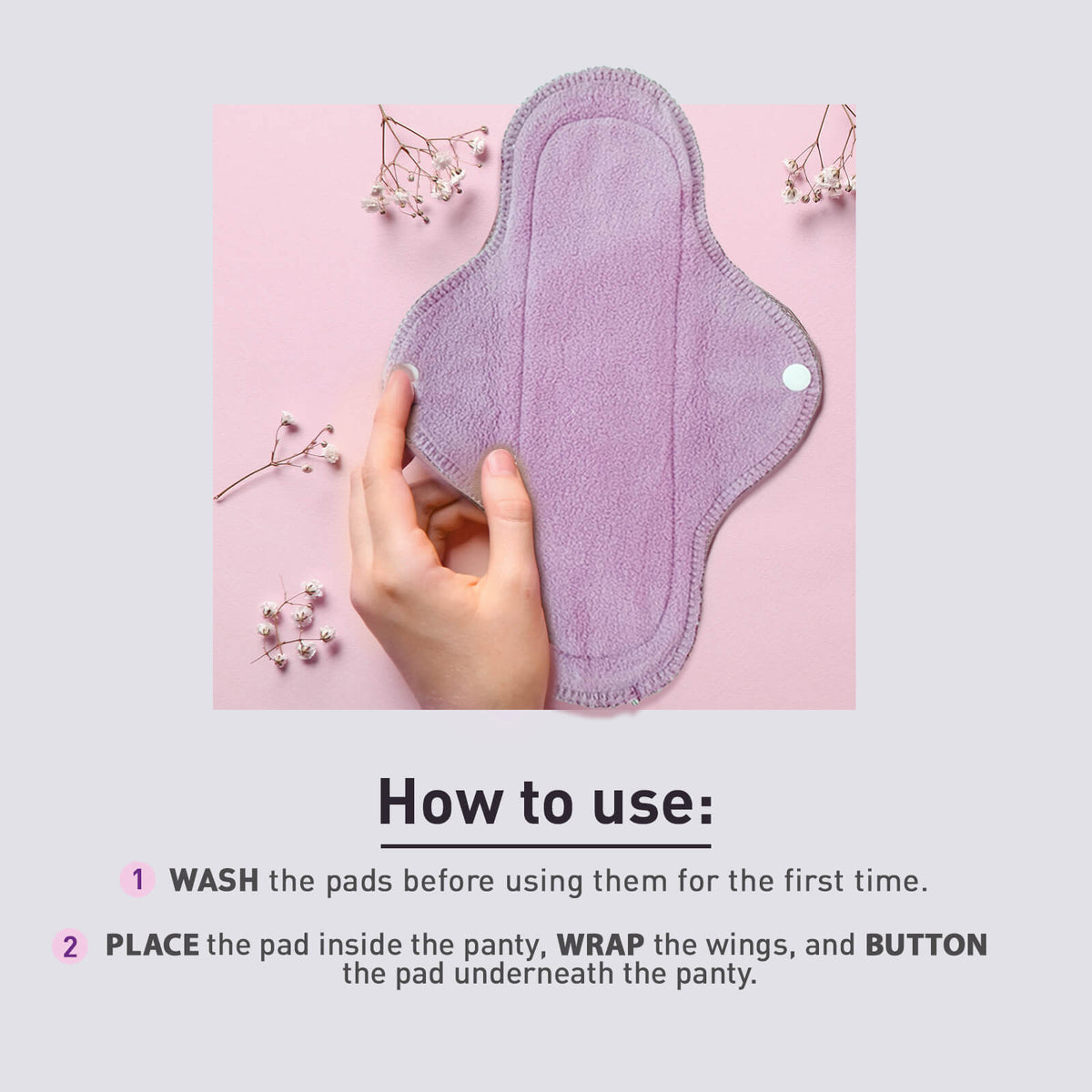 Reusable Sanitary Pads (1 Pack of 4 Pads)