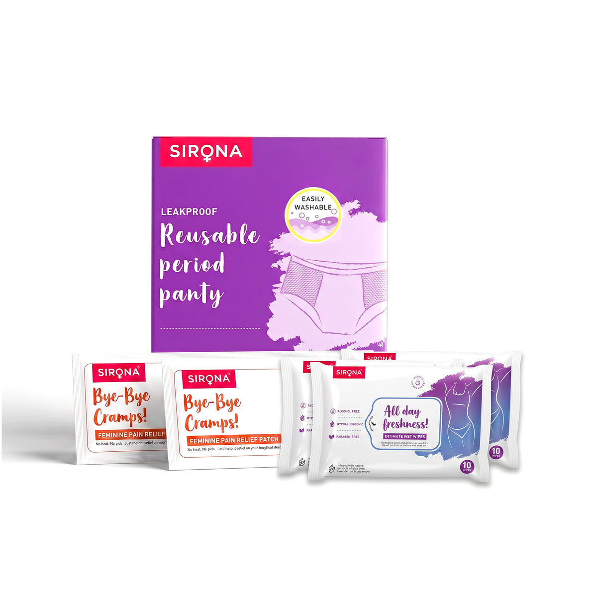 Reusable Period Panty | Cramp Relief Patches | Intimate Wet Wipes
