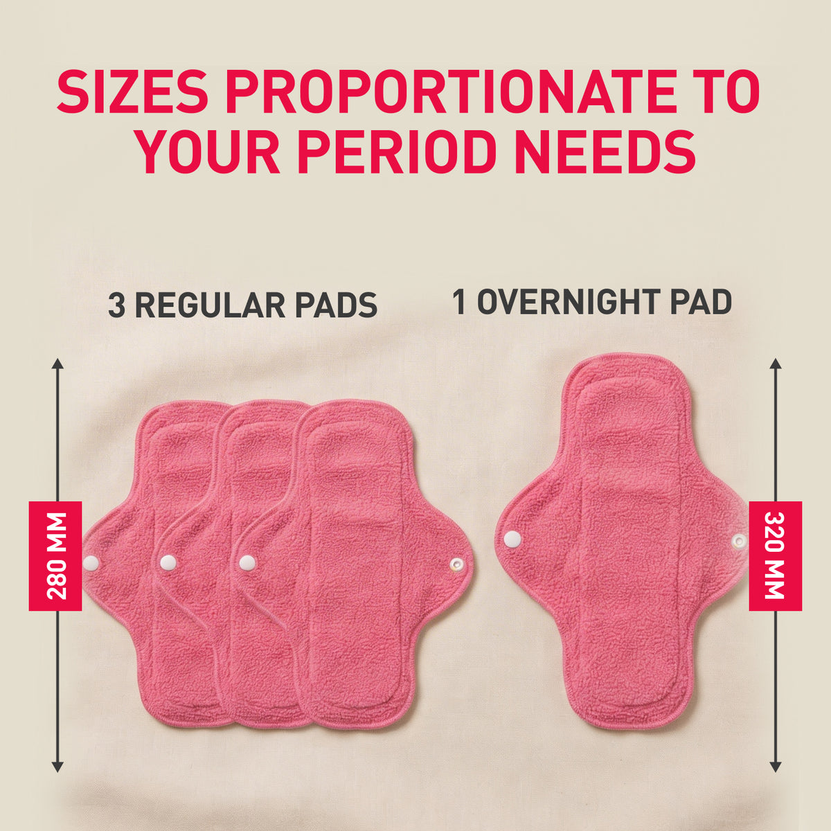 Reusable Sanitary Pads (1 Pack of 4 Pads)