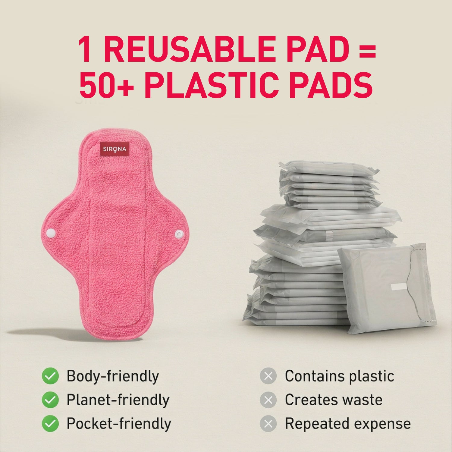 Reusable Sanitary Pads (1 Pack of 4 Pads)