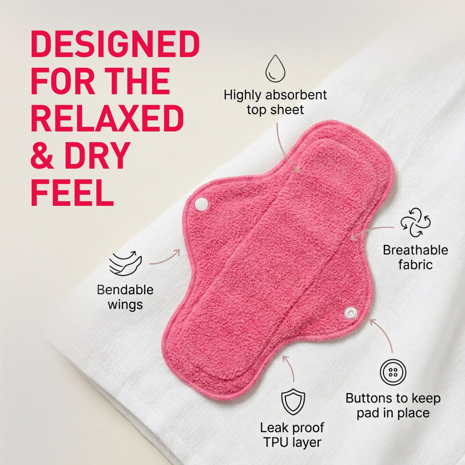 Reusable Sanitary Pads (1 Pack of 4 Pads)