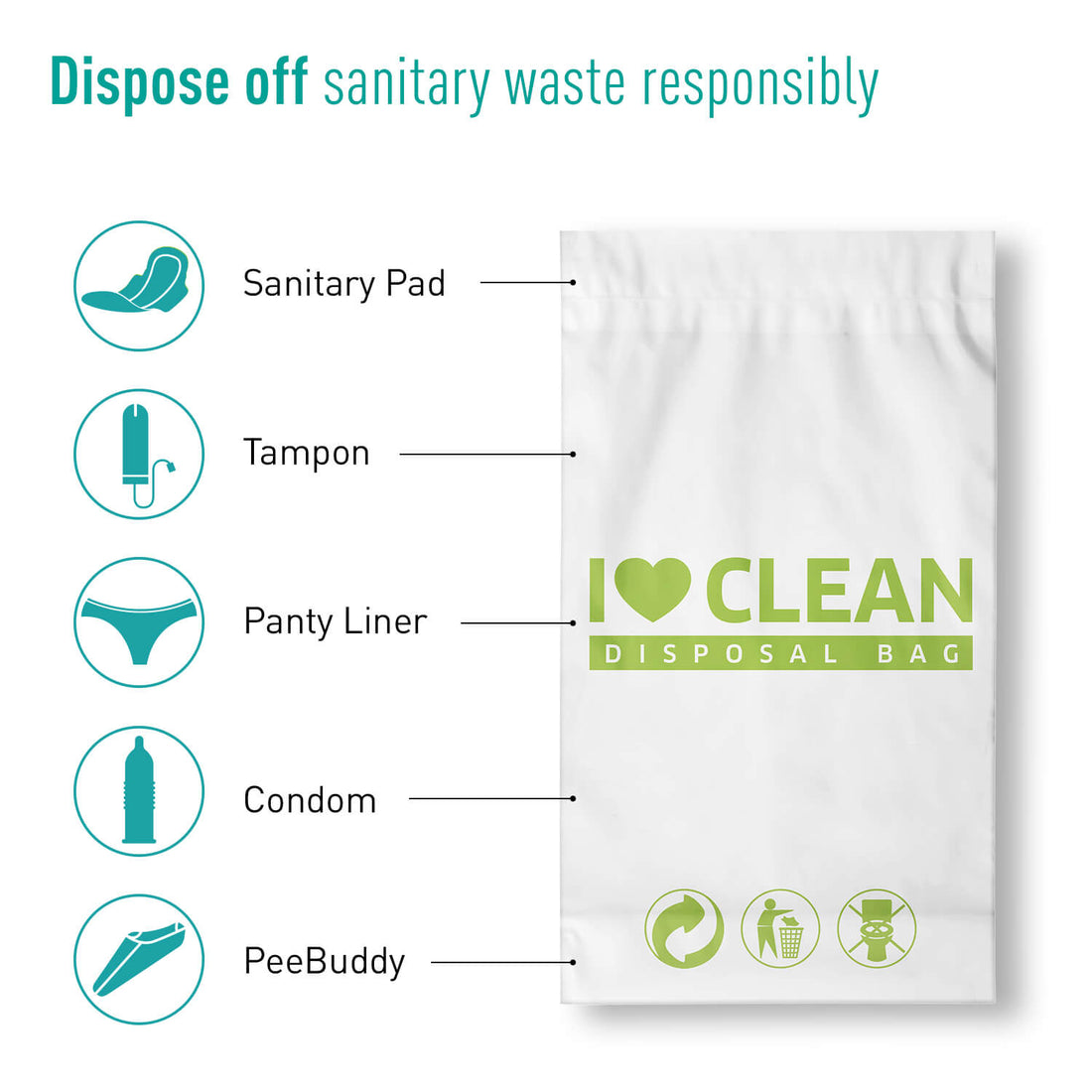 Sirona Sanitary and Diapers Disposal Bags | Bags for Disposal of Intimate Products, Oxo-Biodegradable, Odour-Concealing, Leak-Proof, Easy to Carry - 15 Bags