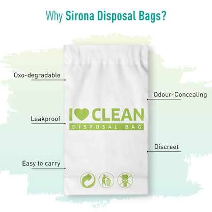 Sirona Sanitary and Diapers Disposal Bags | Bags for Disposal of Intimate Products, Oxo-Biodegradable, Odour-Concealing, Leak-Proof, Easy to Carry - 15 Bags