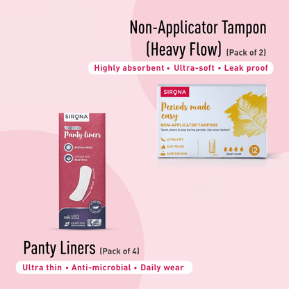 Sirona First Period Kit | Essential Menstrual Kit Includes Pads, Panty Liners, Period Panty, Intimate Wipes, Tampon, Pain Relief Patch
