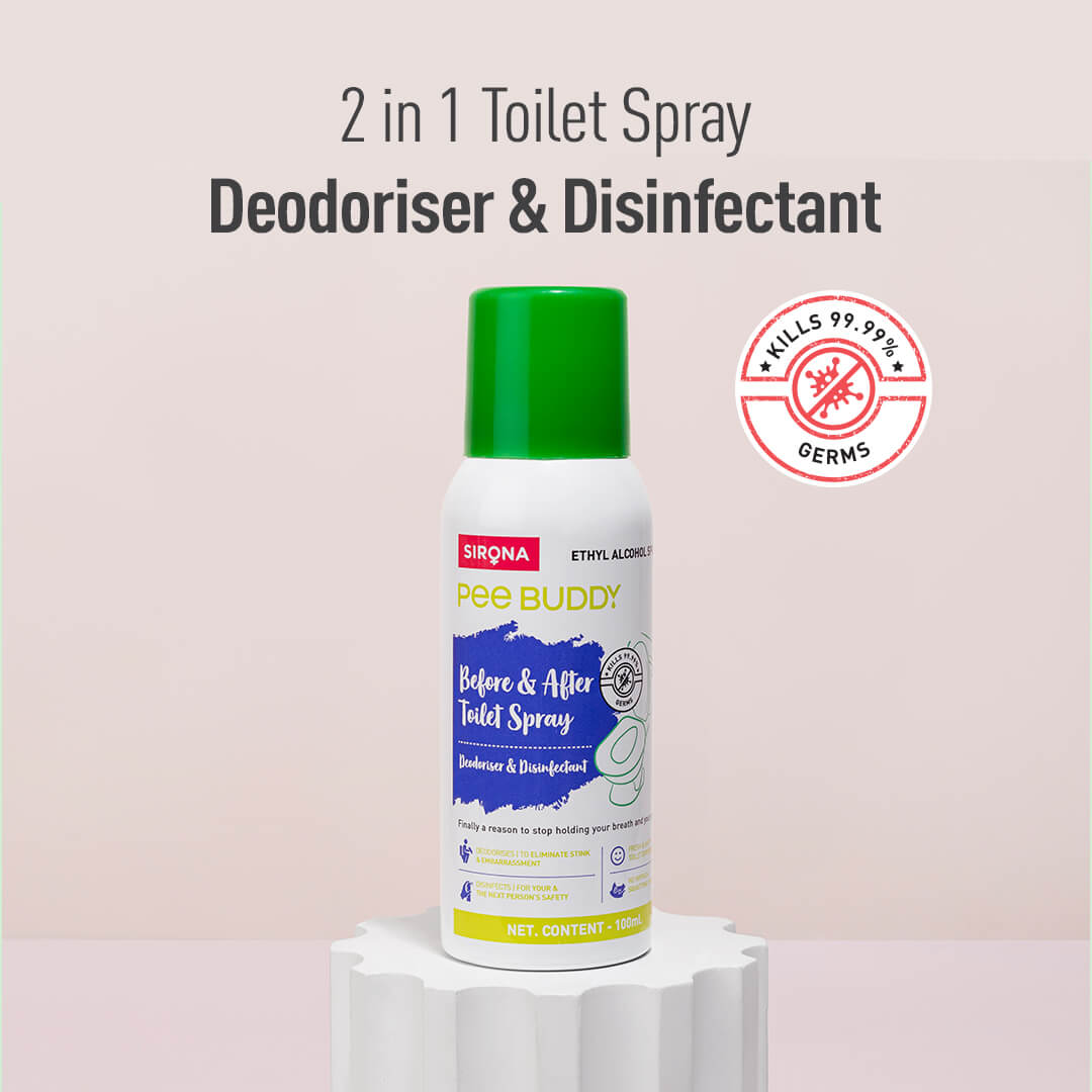 PeeBuddy Odour &amp; Germs Eliminating Before &amp; After Toilet Spray, Deodorizer and Disinfectant, Kills 99.9% Germs, Vanilla Fragrance - 100ml