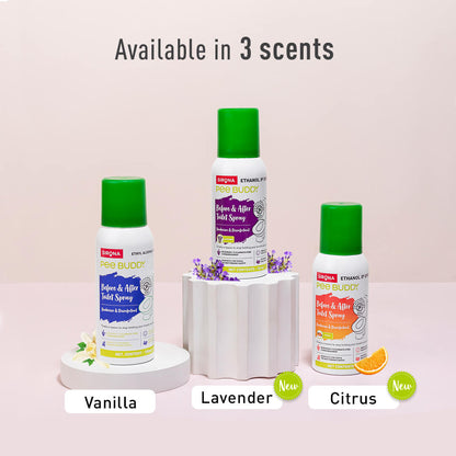 PeeBuddy Odour &amp; Germs Eliminating Before &amp; After Toilet Spray, Deodorizer and Disinfectant, Kills 99.9% Germs, Vanilla Fragrance - 100ml