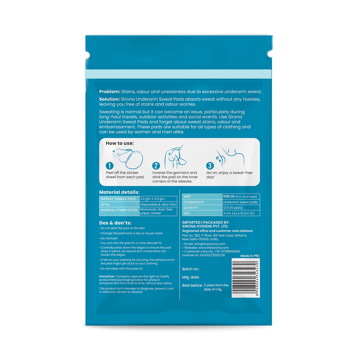 Sirona Underarm Sweat Pads